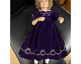 1996 Danbury Mint Shirley Temple Porcelain Doll Elke Hutchens Purple Dress