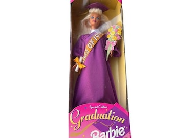 Vintage 1997 Special Edition Graduation Barbie Doll Purple Gown Mattel In Box