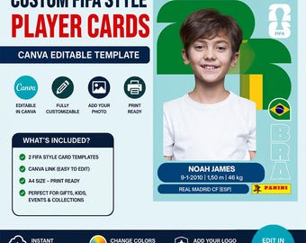 Custom FIFA Style Player Card Template Canva Editable | Personalized Football Card | Soccer Player Card | Kids Sports Gift, Instant Download