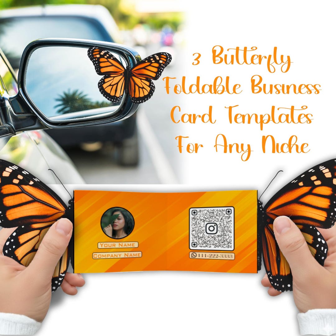 Butterfly Business Card Template | Foldable Visiting Card, QR Code ...