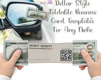 Money Foldable Business Card Template | QR Code Canva Design (Instant Download)