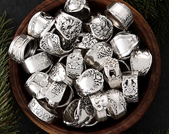 Mystery Spoon Ring - Vintage Silverplate Ring Surprise - Floral, Botanical, Fruit & Art Deco Patterns