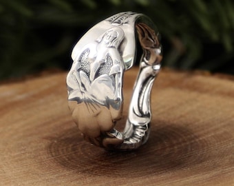 Figural Woman Spoon Ring - Vintage Swedish Silverplate Spoon - Made in Sweden Flatware - Sized to Order