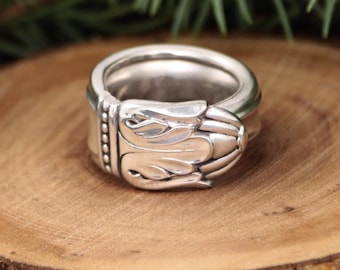 Danish Princess Spoon Ring - International Silver 1938 Pattern - Wide Band Vintage Silverplate Art Deco Ring