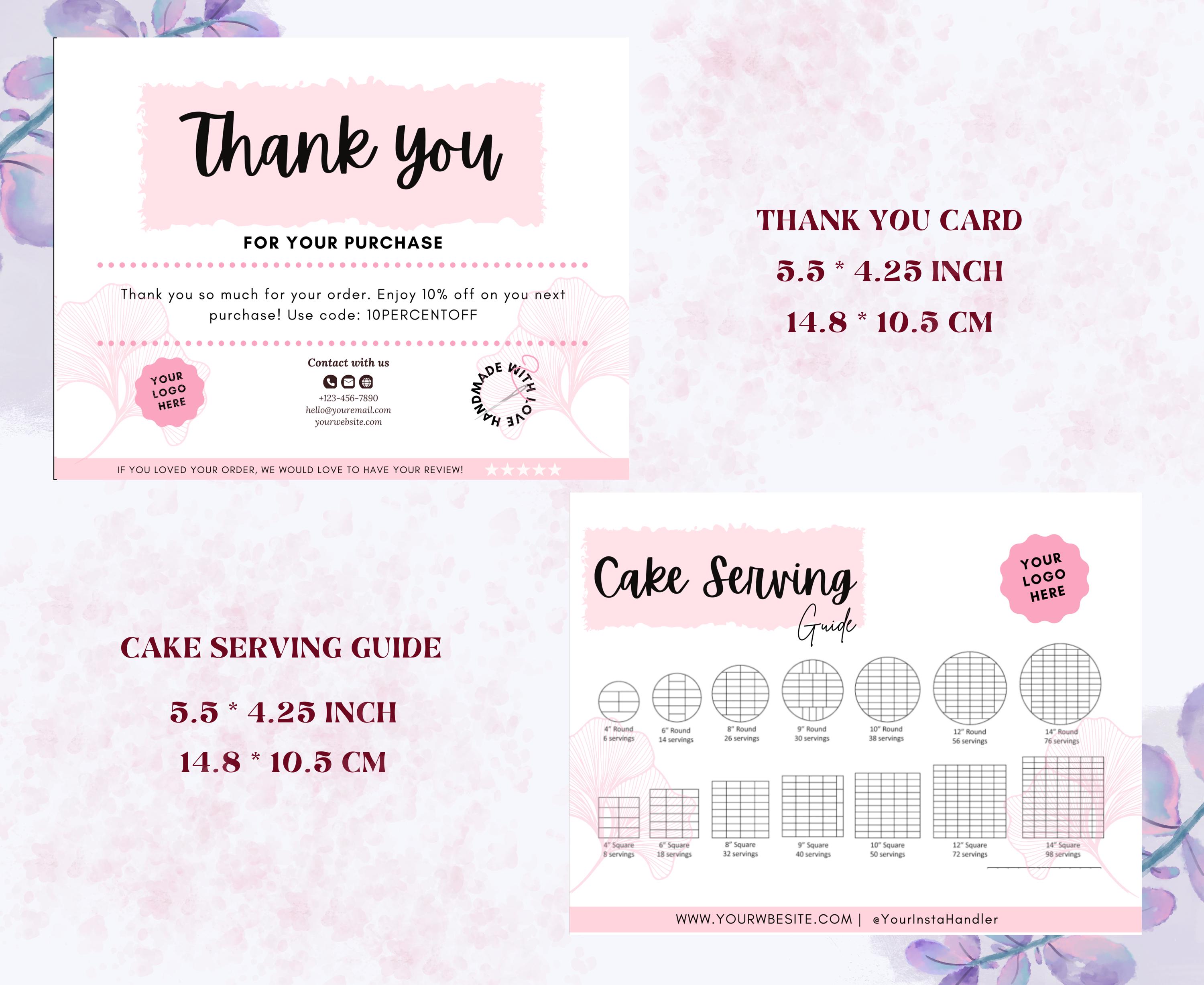 Cake Care & Cutting Guide Set | Editable Canva Template | Cake Care ...