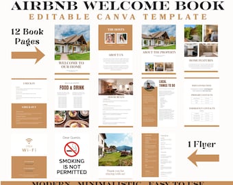 Airbnb Welcome Book Template, Printable Guidebook, Digital Guest Book, Short Term Rental House Manual, VRBO Welcome Book Canva PDF