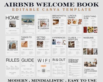 Airbnb Welcome Book Template, Printable Guidebook & House Manual, Digital Guest Book, Short Term Rental Airbnb Template, VRBO Guide Canva