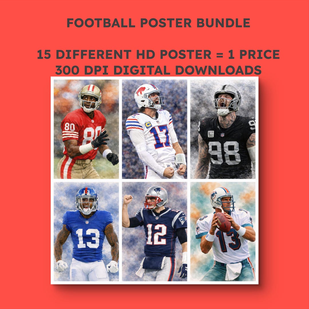 15 Football Poster Bundle No. 1 SUPER SALE Classic Vintage Wall Art ...