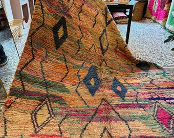 Handmade Beni Ouarain Wool Rug – Multicolor Bohemian Berber Carpet (3x2m)