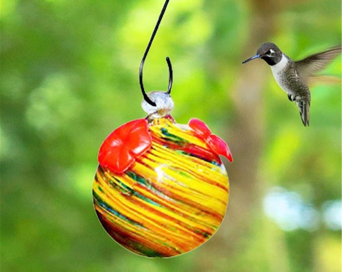 Bird Feeder Songbird Essentials Glass Hummingbird Feeder Rainbow Swirl