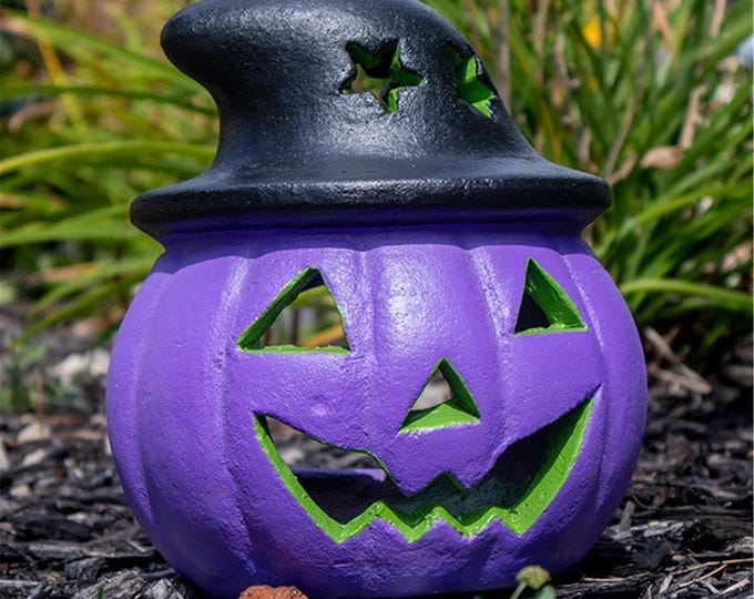Jack-O-Lantern Witch Hat Luminary Purple Seasonal Trends Lawn Decor