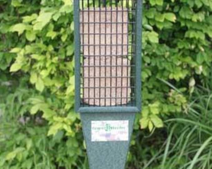 Hunter Green Recycled Plastic Double Suet Feeder with Tail Prop | Woodpecker Bird Feeder | Holds 2 Suet Cakes Made in the USA