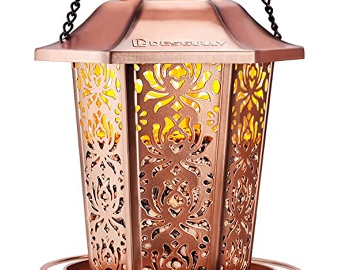 Solar Bird Feeders for Outdoors Hanging - Premium Grade Metal Bird Feeder