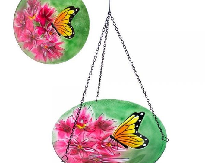Bird Bath Monarch on Milkweed Hanging Bath embossed designs