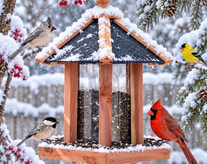 Bird Feeder Amish Made Cedar and Recycled Plastic Gazebo Feeder Blue