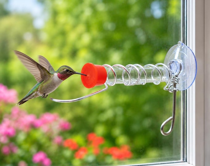 Hummingbird Aluminum Window Wonder One Tube Hummingbird Feeder Made in USA