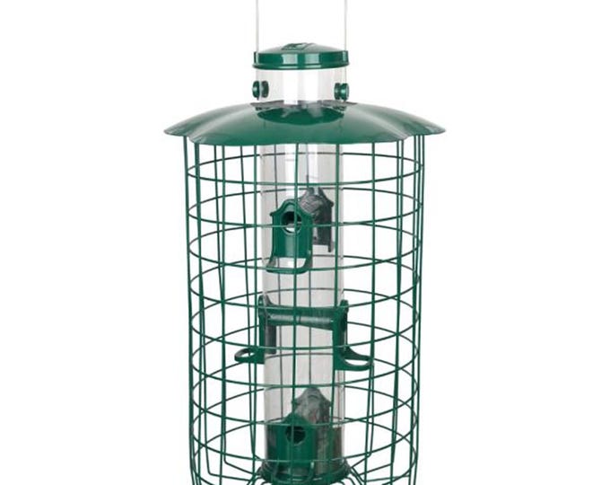 Bird Feeder Squirrel Defeater Caged Seed Feeder Green