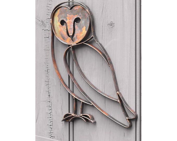 Steel Barn Owl Wall Art Copper 7.5"W Ancient Graffiti