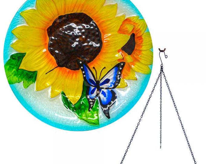Bird Bath Blooming Sunflower Hanging Bath Flower Glass embossed designs