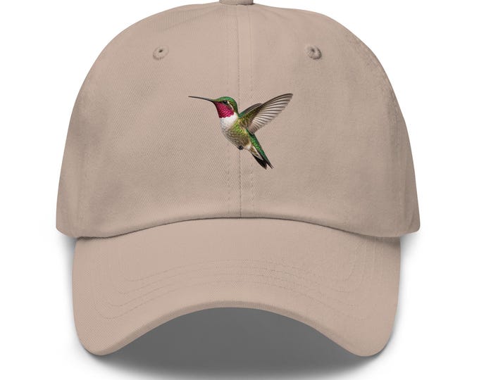 Ruby-Throated Hummingbird Dad Hat | Bird Lover Baseball Cap | Adjustable Nature Cap | Wildlife Bird Hat | Bird Watching Gift 10 Colors