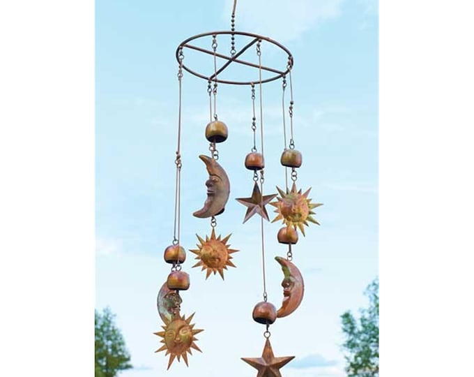 Sun Moon and Stars Mobile Flamed Copper Ancient Graffiti