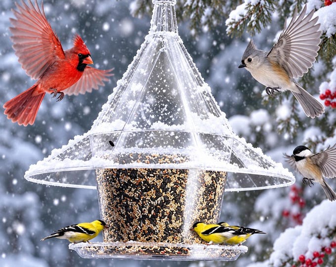 Mandarin Sky Cafe Bird Feeder Squirrel Resistant Songbird Feeder Large Hanging Feeder