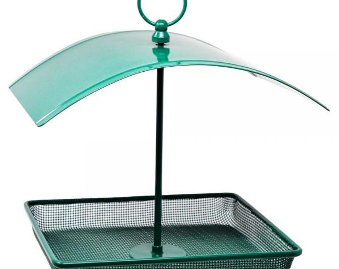Hanging Multipurpose Bird Feeder with Metal Roof | Mesh Tray Bird Feeder for Seed, Suet, Mealworms & Fruit | Weather-Resistant