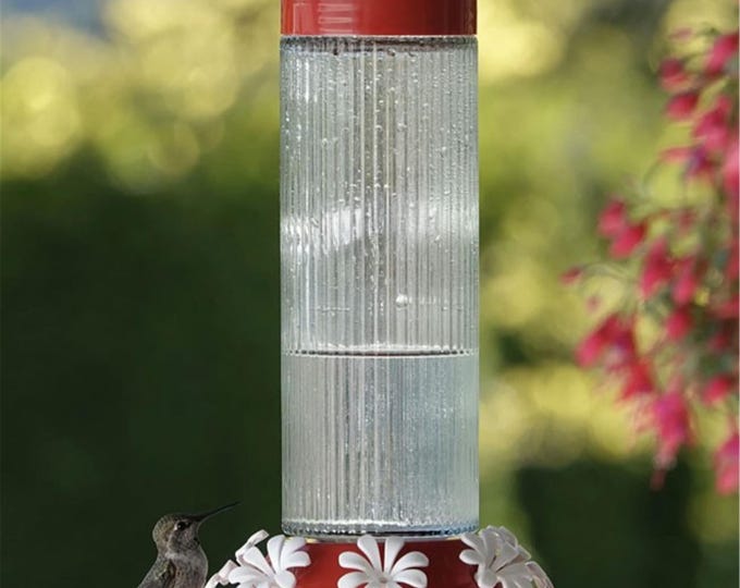 Bird Feeder Nature's Way Ribbed Rose Glass Hummingbird Feeder 25 oz.