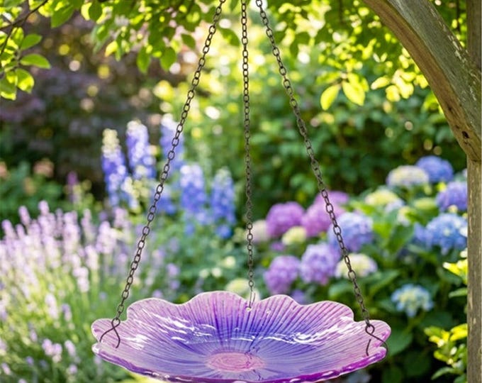 Nature's Way Violet Begonia Hanging Bird Bath 11"