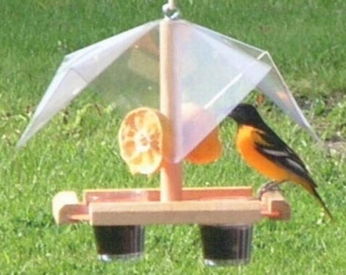 Bird Feeder Oriole Feeder Buffet with Cover for Fruit Jelly Orange Feeding Cups Glass