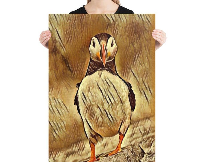 Atlantic Puffin Bird Wall Art, Seabird Print, Coastal Nature Decor, Puffin Poster