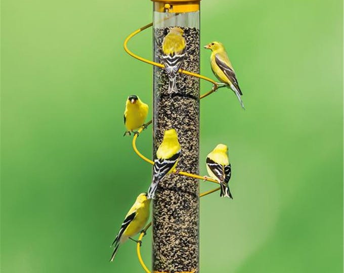 Yellow Finch Feeder, Hanging Nyjer Seed Tube, Spiral Perch Bird Feeder 17 Inches