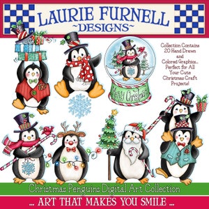 Kerstpinguïn Illustraties, Laurie Furnell, Schattige Pinguïn Illustraties, Pinguïn Afbeeldingen, Sneeuwbol Illustraties, Pinguïn Printables, Pinguïn Ambachten