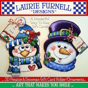 Schneemann Geschenkkartenhalter, Weihnachten Printables, Laurie Furnell, Pinguin Geschenkkartenhalter, Urlaub Printable, Geschenkanhänger, Weihnachtskit