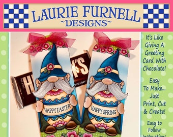 Spring Gnome Candy Bar Wrapper, Easter Candy Bar Wrapper, Easter Printable, Spring Gnome Party Favor, Easter Party Favor, Laurie Furnell
