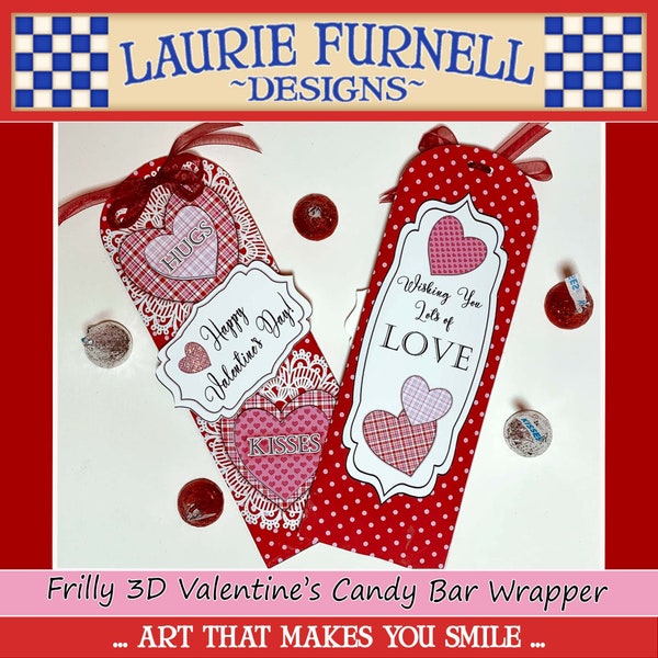 Valentine's Day Candy Bar Wrapper, Valentine's Printables, Laurie Furnell, Happy Valentine's Wrapper, Chocolate Bar Wrapper