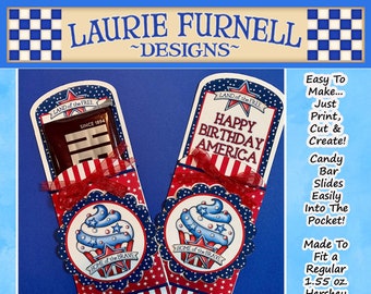 Fourth of July Candy Bar Wrapper/Patriotic Candy Bar Wrapper/Americana Candy Bar Wrapper/Laurie Furnell/ 4th of July Favor/4th Party Favor