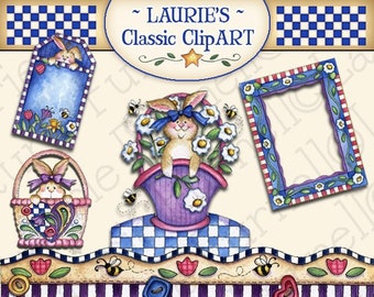 Laurie Furnell, Spring Clip Art, Flower Clip Art, Bunny Candy Bar Wrapper, Spring Flower Clip Art Bunny Clip Art, Hand Painted Clip Art