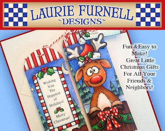 Reindeer Candy Bar Wrapper, Holiday Candy Wrapper, Paper Crafts, Chocolate Bar Wrappers,Christmas Candy Bar Wrapper, Laurie Furnell,