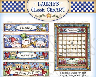 Calendar Creator, DIY Calendar, Seasons clipart, calendar printable, Paper Crafts Art Supply, Laurie Furnell, Digital Art, Calendar Template