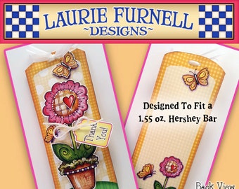 Envoltorio de barra de caramelo con flores, Envoltorio de barra de caramelo "Gracias", Envoltorio de barra de caramelo "Pensando en ti", Laurie Furnell, Imprimibles de agradecimiento