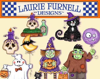 Clip art di Halloween, arte digitale di Halloween, stampabili di Halloween, Laurie Furnell, lavoretti di carta, scrapbooking, lavoretti di carta di Halloween, zucche