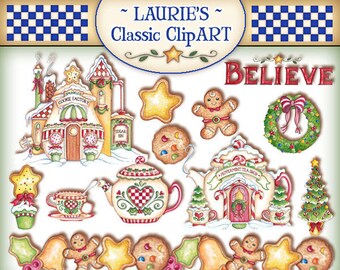 Christmas Village Digital Art, Christmas clip art, Christmas village clipart, Laurie Furnell, holiday clipart, papercrafts, printables