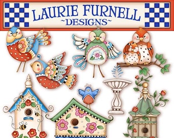 Birdhouse Clip Art, Whimsical Birds, Bird Clip Art, Whimsical Clip Art, Spring Clip Art, Laurie Furnell, Scrapbook Pages, Paper Craft Supply