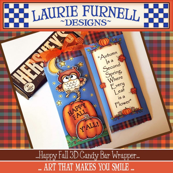 Happy Fall Y'all Candy Wrapper, Fall Candy Bar Wrapper, Fall Paper Crafts, Fall Printables, Autumn Owl Candy Wrapper, Laurie Furnell