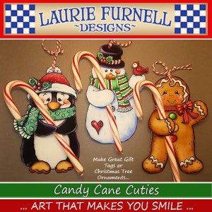 Penguin Candy Cane Holder, Laurie Furnell, Gingerbread Candy Cane Holder, Christmas Paper Crafts, Snowman Candy Cane Ornament, Candy Cane