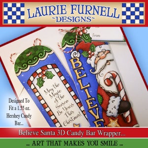 Santa Candy Bar Wrapper, Laurie Furnell, Christmas Candy wrapper, Christmas Printables, Holiday Candy Wrapper, Laurie Furnell Designs