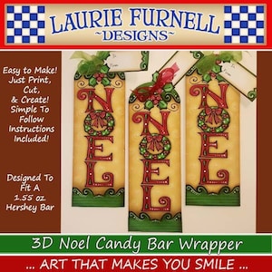 Christmas Candy Bar Wrapper, Noel Candy Bar Wrapper, Laurie Furnell, Christmas Papercraft, Christmas Printable,Christmas Candy Bar Printable