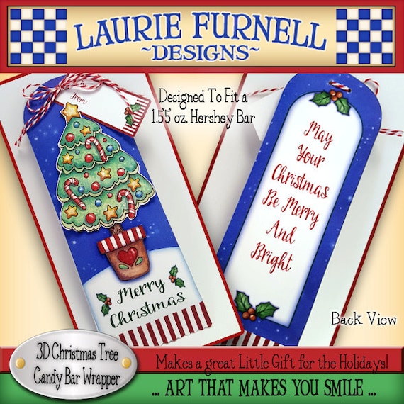 Christmas Tree Candy Bar Wrapper, Laurie Furnell, Christmas Candy Bar Wrappers, Papercrafts, Paper Crafts, Holiday Printables,  Wrappers