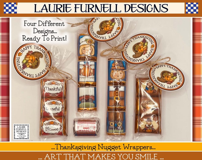 Digital Printable Nugget Holiday Candy Wrapper Set - Thanksgiving ...